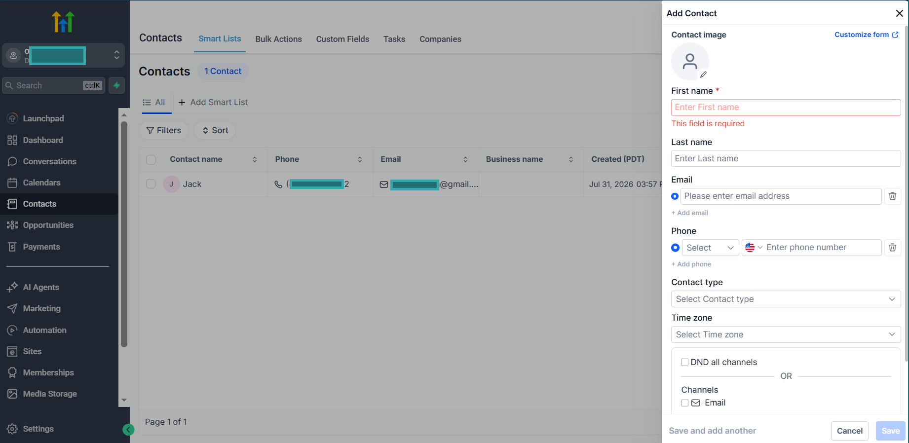 add contacts manually
